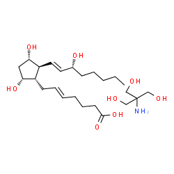 ChemSpider 2D Image | (5E,8beta,9beta,11beta,12alpha,13E,15R)-9,11,15-Trihydroxyprosta-5,13-dien-1-oic acid - 2-amino-2-(hydroxymethyl)-1,3-propanediol (1:1) | C24H45NO8