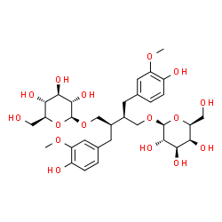 ChemSpider 2D Image | (2R,3R)-4-(beta-L-Glucopyranosyloxy)-2,3-bis(4-hydroxy-3-methoxybenzyl)butyl beta-L-galactopyranoside | C32H46O16