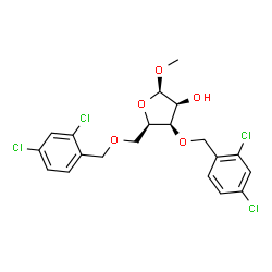ChemSpider 2D Image | Methyl 3,5-bis-O-(2,4-dichlorobenzyl)-beta-D-lyxofuranoside | C20H20Cl4O5