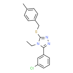 ChemSpider 2D Image | 3-(3-Chlorophenyl)-4-ethyl-5-[(4-methylbenzyl)sulfanyl]-4H-1,2,4-triazole | C18H18ClN3S