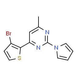 ChemSpider 2D Image | 4-(3-Bromo-2-thienyl)-6-methyl-2-(1H-pyrrol-1-yl)pyrimidine | C13H10BrN3S