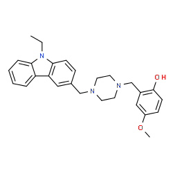 ChemSpider 2D Image | 2-({4-[(9-ethylcarbazol-3-yl)methyl]piperazin-1-yl}methyl)-4-methoxyphenol | C27H31N3O2
