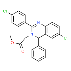ChemSpider 2D Image | Methyl [6-chloro-2-(4-chlorophenyl)-4-phenyl-3(4H)-quinazolinyl]acetate | C23H18Cl2N2O2