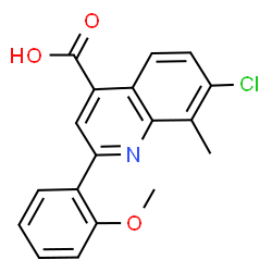 ChemSpider 2D Image | 7-Chloro-2-(2-methoxyphenyl)-8-methyl-4-quinolinecarboxylic acid | C18H14ClNO3