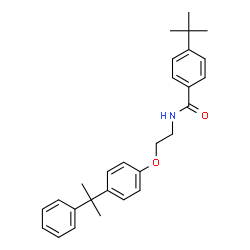 ChemSpider 2D Image | 4-(2-Methyl-2-propanyl)-N-{2-[4-(2-phenyl-2-propanyl)phenoxy]ethyl}benzamide | C28H33NO2