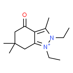 ChemSpider 2D Image | 1,2-Diethyl-3,6,6-trimethyl-4-oxo-4,5,6,7-tetrahydro-2H-indazol-1-ium | C14H23N2O