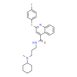 ChemSpider 2D Image | N-{3-[Cyclohexyl(methyl)amino]propyl}-2-[(4-fluorophenyl)sulfanyl]-4-quinolinecarboxamide | C26H30FN3OS
