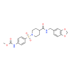 ChemSpider 2D Image | Methyl [4-({4-[(1,3-benzodioxol-5-ylmethyl)carbamoyl]-1-piperidinyl}sulfonyl)phenyl]carbamate | C22H25N3O7S