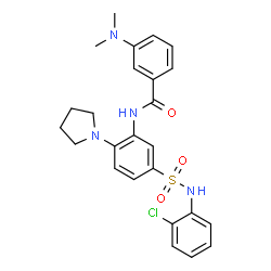 ChemSpider 2D Image | N-{5-[(2-Chlorophenyl)sulfamoyl]-2-(1-pyrrolidinyl)phenyl}-3-(dimethylamino)benzamide | C25H27ClN4O3S