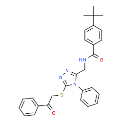 ChemSpider 2D Image | 4-(2-Methyl-2-propanyl)-N-({5-[(2-oxo-2-phenylethyl)sulfanyl]-4-phenyl-4H-1,2,4-triazol-3-yl}methyl)benzamide | C28H28N4O2S