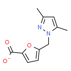 ChemSpider 2D Image | 5-[(3,5-Dimethyl-1H-pyrazol-1-yl)methyl]-2-furoate | C11H11N2O3