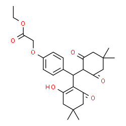 ChemSpider 2D Image | Ethyl {4-[(4,4-dimethyl-2,6-dioxocyclohexyl)(2-hydroxy-4,4-dimethyl-6-oxo-1-cyclohexen-1-yl)methyl]phenoxy}acetate | C27H34O7