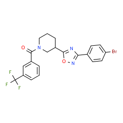 ChemSpider 2D Image | {3-[3-(4-Bromophenyl)-1,2,4-oxadiazol-5-yl]-1-piperidinyl}[3-(trifluoromethyl)phenyl]methanone | C21H17BrF3N3O2