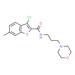 ChemSpider 2D Image | 3-Chloro-6-methyl-N-[3-(4-morpholinyl)propyl]-1-benzothiophene-2-carboxamide | C17H21ClN2O2S