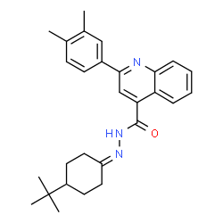 ChemSpider 2D Image | 2-(3,4-Dimethylphenyl)-N'-[4-(2-methyl-2-propanyl)cyclohexylidene]-4-quinolinecarbohydrazide | C28H33N3O
