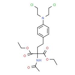 ChemSpider 2D Image | Diethyl acetamido(2-{4-[bis(2-chloroethyl)amino]phenyl}ethyl)malonate | C21H30Cl2N2O5