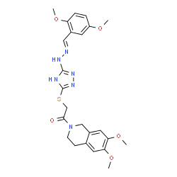 ChemSpider 2D Image | 2-({3-[(2E)-2-(2,5-Dimethoxybenzylidene)hydrazino]-1H-1,2,4-triazol-5-yl}sulfanyl)-1-(6,7-dimethoxy-3,4-dihydro-2(1H)-isoquinolinyl)ethanone | C24H28N6O5S