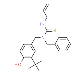 ChemSpider 2D Image | 3-Allyl-1-benzyl-1-[4-hydroxy-3,5-bis(2-methyl-2-propanyl)benzyl]thiourea | C26H36N2OS