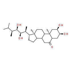 ChemSpider 2D Image | (2alpha,3alpha,8xi,9xi,14xi,22R,23R,24S)-2,3,22,23-Tetrahydroxyergostan-6-one | C28H48O5