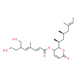 ChemSpider 2D Image | 2-[(2S,4R,6E)-4,6-Dimethyl-6-octen-2-yl]-6-oxo-3,6-dihydro-2H-pyran-3-yl (2E,4E)-8-hydroxy-6-(hydroxymethyl)-4-methyl-2,4-octadienoate | C25H38O6