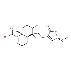 ChemSpider 2D Image | (4aR,8aS)-5-[2-(5-Methoxy-2-oxo-2,5-dihydro-3-furanyl)ethyl]-5,6,8a-trimethyl-3,4,4a,5,6,7,8,8a-octahydro-1-naphthalenecarboxylic acid | C21H30O5