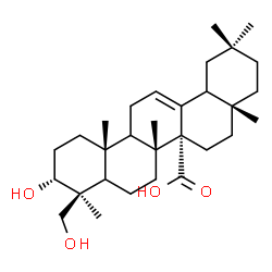 ChemSpider 2D Image | (3alpha,5xi,9xi,18xi)-3,24-Dihydroxyolean-12-en-27-oic acid | C30H48O4
