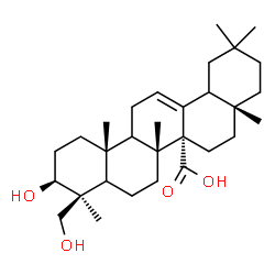 ChemSpider 2D Image | (3beta,5xi,9xi,18xi)-3,24-Dihydroxyolean-12-en-27-oic acid | C30H48O4