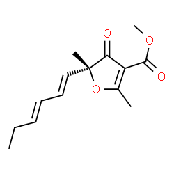 ChemSpider 2D Image | Methyl (5R)-5-[(1E,3E)-1,3-hexadien-1-yl]-2,5-dimethyl-4-oxo-4,5-dihydro-3-furancarboxylate | C14H18O4