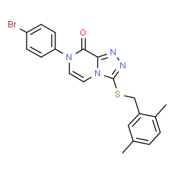 ChemSpider 2D Image | 7-(4-Bromophenyl)-3-[(2,5-dimethylbenzyl)sulfanyl][1,2,4]triazolo[4,3-a]pyrazin-8(7H)-one | C20H17BrN4OS