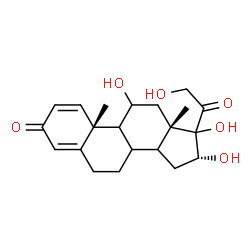 ChemSpider 2D Image | (8xi,9xi,14xi,16alpha,17xi)-11,16,17,21-Tetrahydroxypregna-1,4-diene-3,20-dione | C21H28O6