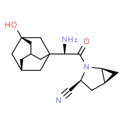 ChemSpider 2D Image | (1S,3S,5S)-2-{(2S)-2-Amino-2-[(3R,5R)-3-hydroxyadamantan-1-yl]acetyl}-2-azabicyclo[3.1.0]hexane-3-carbonitrile | C18H25N3O2