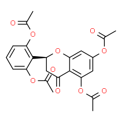 ChemSpider 2D Image | (2S)-2-(2,6-Diacetoxyphenyl)-4-oxo-3,4-dihydro-2H-chromene-5,7-diyl diacetate | C23H20O10