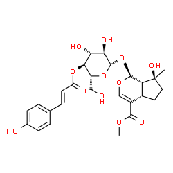 ChemSpider 2D Image | Methyl (1S,4aS,7S,7aS)-7-hydroxy-1-({4-O-[(2E)-3-(4-hydroxyphenyl)-2-propenoyl]-beta-D-glucopyranosyl}oxy)-7-methyl-1,4a,5,6,7,7a-hexahydrocyclopenta[c]pyran-4-carboxylate | C26H32O12