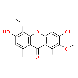 ChemSpider 2D Image | 1,3,6-Trihydroxy-2,5-dimethoxy-8-methyl-9H-xanthen-9-one | C16H14O7