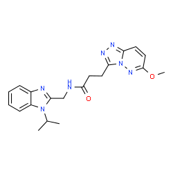 ChemSpider 2D Image | N-[(1-Isopropyl-1H-benzimidazol-2-yl)methyl]-3-(6-methoxy[1,2,4]triazolo[4,3-b]pyridazin-3-yl)propanamide | C20H23N7O2