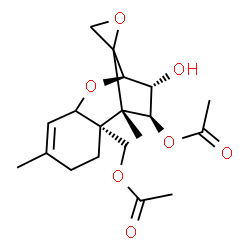 ChemSpider 2D Image | (3alpha,4beta,11xi,12xi)-3-Hydroxy-12,13-epoxytrichothec-9-ene-4,15-diyl diacetate | C19H26O7