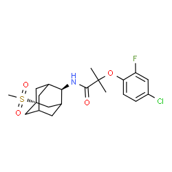 ChemSpider 2D Image | 2-(4-Chloro-2-fluorophenoxy)-2-methyl-N-[(2s,5r)-5-(methylsulfonyl)adamantan-2-yl]propanamide | C21H27ClFNO4S
