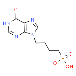 ChemSpider 2D Image | [4-(6-Oxo-1,6-dihydro-9H-purin-9-yl)butyl]phosphonic acid | C9H13N4O4P