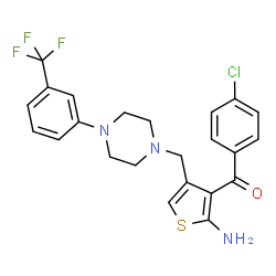 ChemSpider 2D Image | [2-Amino-4-({4-[3-(trifluoromethyl)phenyl]-1-piperazinyl}methyl)-3-thienyl](4-chlorophenyl)methanone | C23H21ClF3N3OS