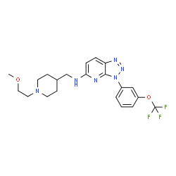 ChemSpider 2D Image | N-[[1-(2-methoxyethyl)-4-piperidyl]methyl]-3-[3-(trifluoromethoxy)phenyl]triazolo[4,5-b]pyridin-5-amine | C21H25F3N6O2