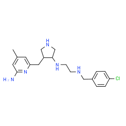 ChemSpider 2D Image | N-{4-[(6-Amino-4-methyl-2-pyridinyl)methyl]-3-pyrrolidinyl}-N'-(4-chlorobenzyl)-1,2-ethanediamine | C20H28ClN5