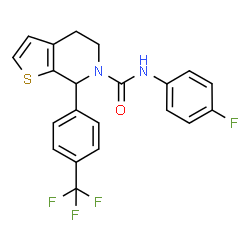 ChemSpider 2D Image | N-(4-Fluorophenyl)-7-[4-(trifluoromethyl)phenyl]-4,7-dihydrothieno[2,3-c]pyridine-6(5H)-carboxamide | C21H16F4N2OS