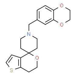 ChemSpider 2D Image | 1-(2,3-Dihydro-1,4-benzodioxin-6-ylmethyl)-6',7'-dihydrospiro[piperidine-4,4'-thieno[3,2-c]pyran] | C20H23NO3S