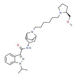 ChemSpider 2D Image | 1-Isopropyl-N-[(3-endo)-8-{6-[(2S)-2-(methoxymethyl)-1-pyrrolidinyl]hexyl}-8-azabicyclo[3.2.1]oct-3-yl]-1H-indazole-3-carboxamide | C30H47N5O2