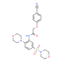 ChemSpider 2D Image | 2-(4-Cyanophenoxy)-N-[2-(4-morpholinyl)-5-(4-morpholinylsulfonyl)phenyl]acetamide | C23H26N4O6S