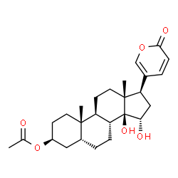 ChemSpider 2D Image | (3beta,5beta,15alpha)-3-Acetoxy-14,15-dihydroxybufa-20,22-dienolide | C26H36O6