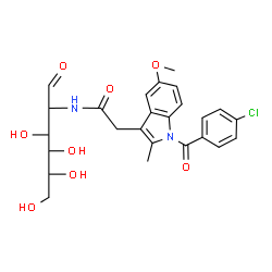 ChemSpider 2D Image | 2-({[1-(4-Chlorobenzoyl)-5-methoxy-2-methyl-1H-indol-3-yl]acetyl}amino)-2-deoxy-D-glucose | C25H27ClN2O8