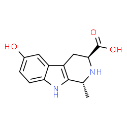 ChemSpider 2D Image | (1R,3S)-6-Hydroxy-1-methyl-2,3,4,9-tetrahydro-1H-beta-carboline-3-carboxylic acid | C13H14N2O3