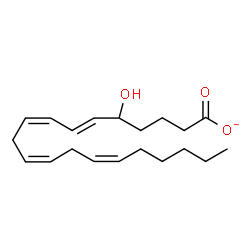 ChemSpider 2D Image | (6E,8Z,11Z,14Z)-5-Hydroxy-6,8,11,14-icosatetraenoate | C20H31O3