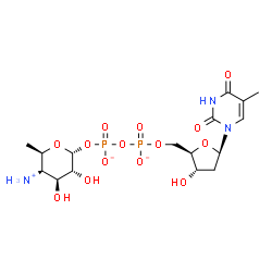 ChemSpider 2D Image | [(2R,3R,4S,5R,6R)-5-azaniumyl-3,4-dihydroxy-6-methyl-tetrahydropyran-2-yl] [[(2R,3S,5R)-3-hydroxy-5-(5-methyl-2,4-dioxo-pyrimidin-1-yl)tetrahydrofuran-2-yl]methoxy-oxido-phosphoryl] phosphate | C16H26N3O14P2